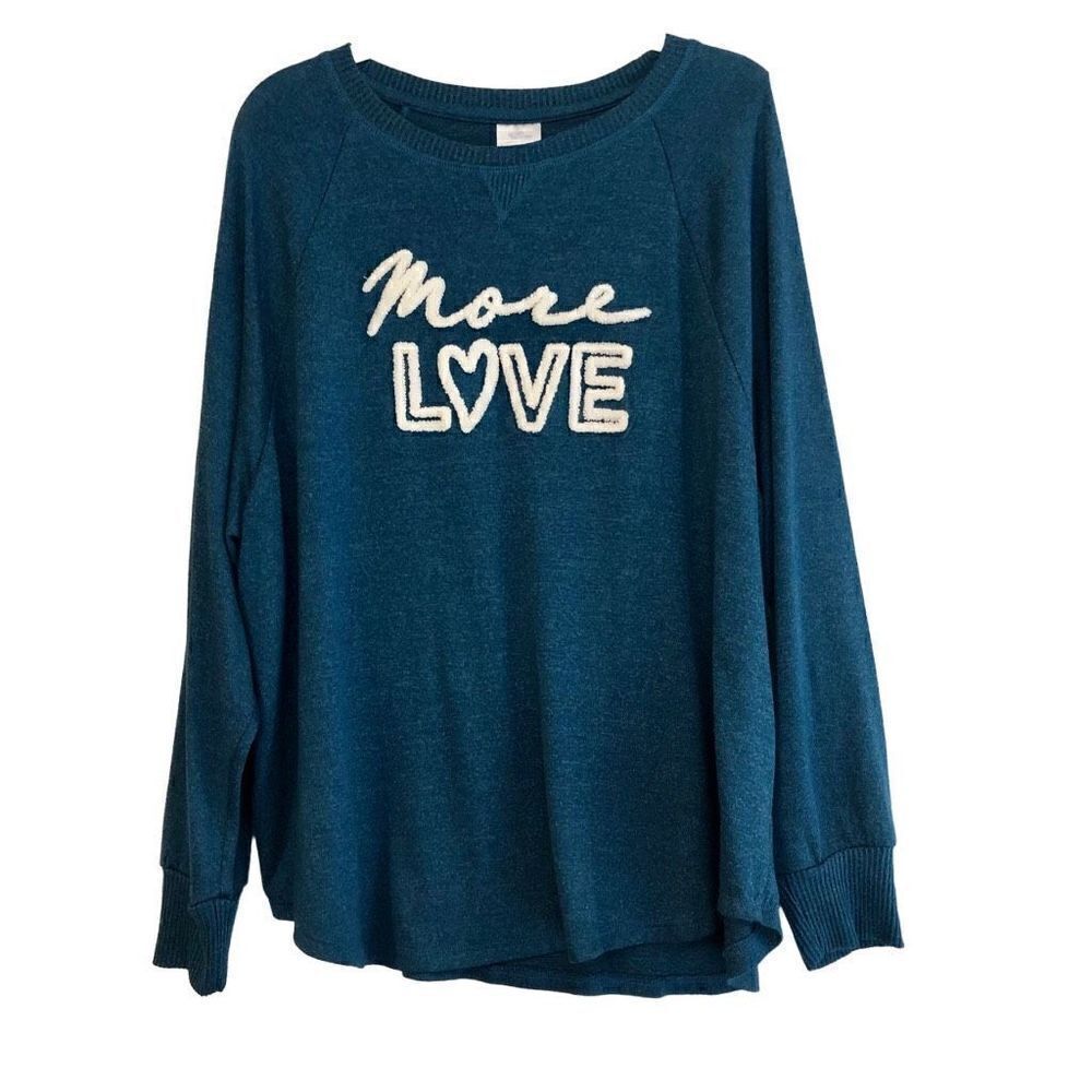 Secret Treasures Girls Large (12-14) Sweatshirt More Love Turquoise